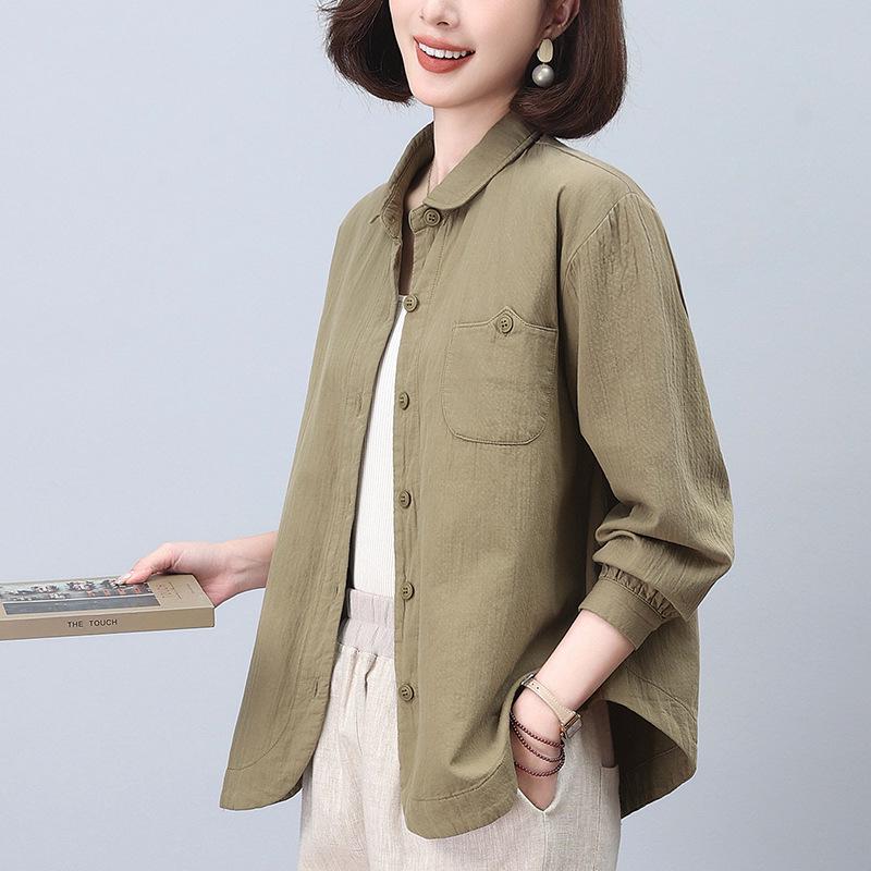 Mom's Pure Cotton Women's Spring Jacket Blouse - 2024 Style