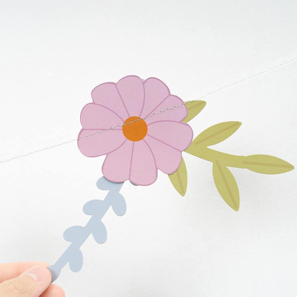 Cheerland Wildflower Party Decorations Flower Banner Birthday Fairy Floral Garland Paper Flower Garland for Spring Woodland Baby Shower Tea Party