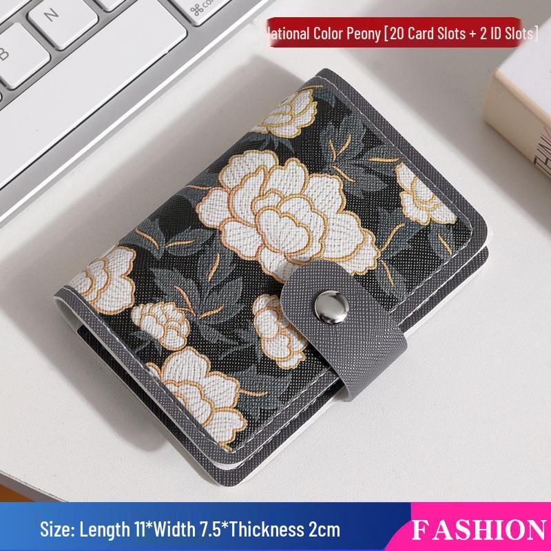 Monedero Retro Floral para Mujer con Múltiples Tarjeteros para ID y Tarjetas Bancarias - Gran Capacidad