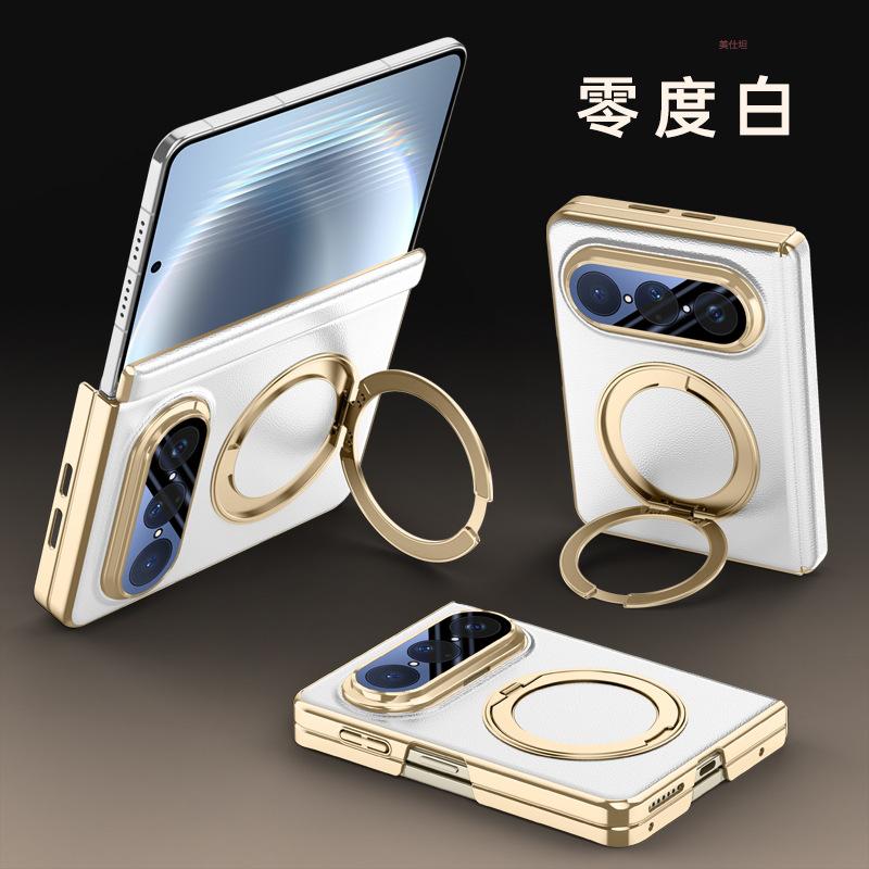 Applicable To Huawei Puraxmax Mobile Phone Case, Double Central Axis Hinge, Anti-drop Rotating Bracket, Magnetic Suction New Business Leather Case