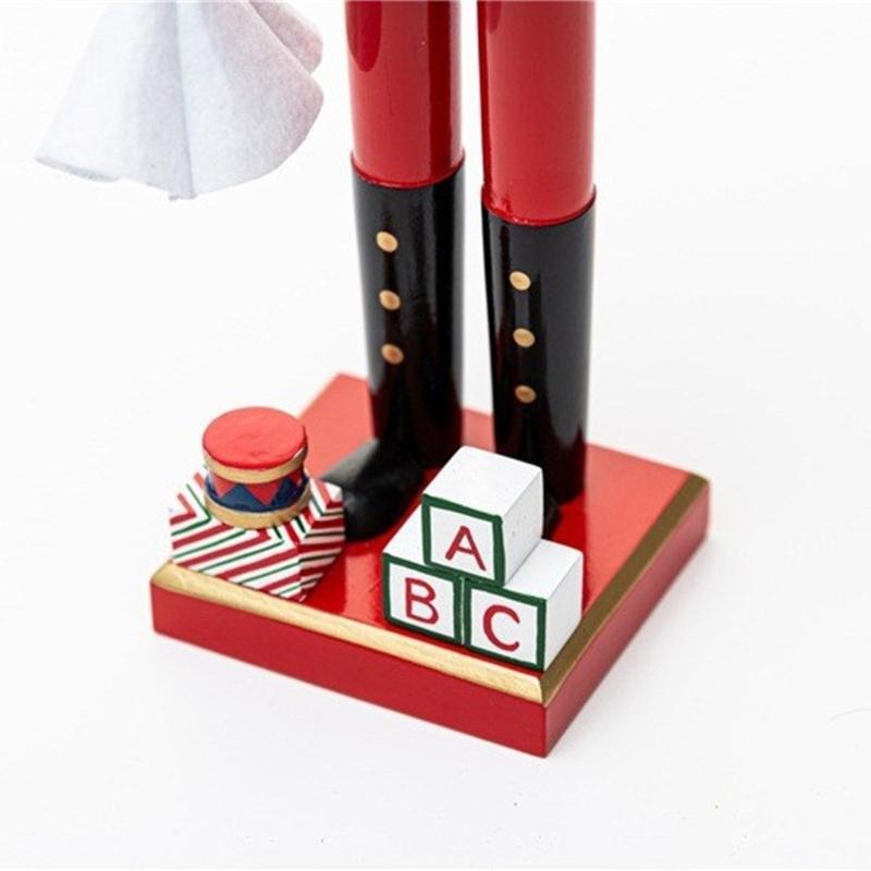 Elegant 38cm Wood Nutcrackers Statue Artistic Tabletop Decoration for Nut Cracking and Display Stylish Desktop Ornament