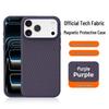Magnetic Tech Cloth Fabric Phone Case for iPhone 15/16/17 Pro Max with Camera Button Protection.