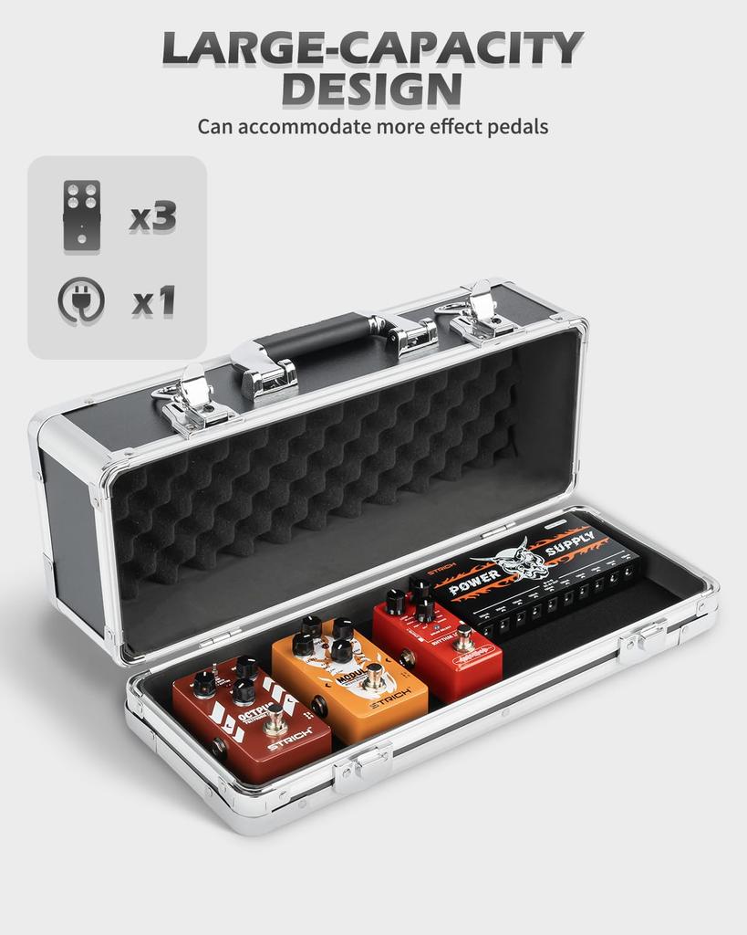 STRICH Mini Effects Pedal Case with Foam Reinforced 42 X 16 X 14 Cm 16-inch Shock-Absorbing Interior, Non-Slip, Edges, Compact,