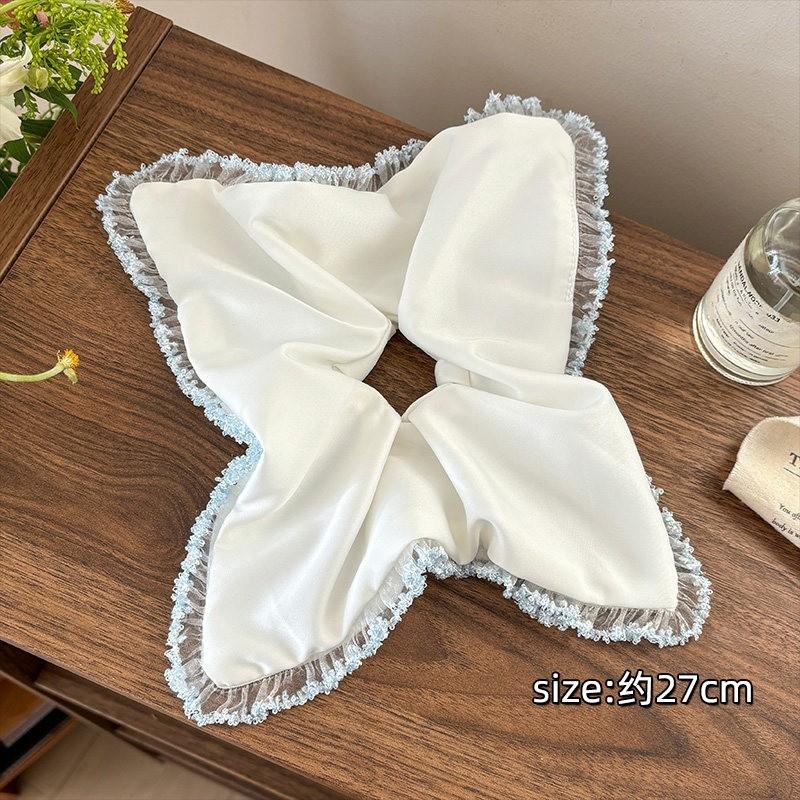 

Cute Cartoon Plaid Square Scarf Hair Ties Women s Dye Hair Bands Fresh Sweet Style Handmade Elasticity Hair Bands for Girls White lace