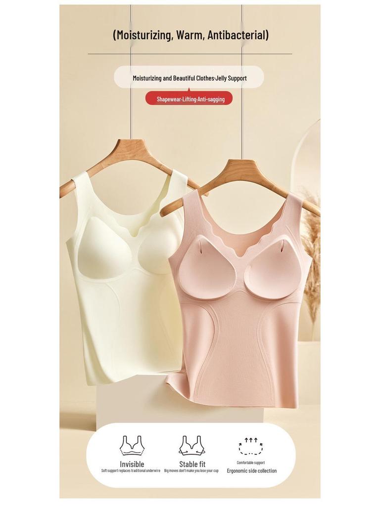 2025 Autumn/Winter Antibacterial High-Elastic V-Neck Shaping Plus-Size Warm Vest