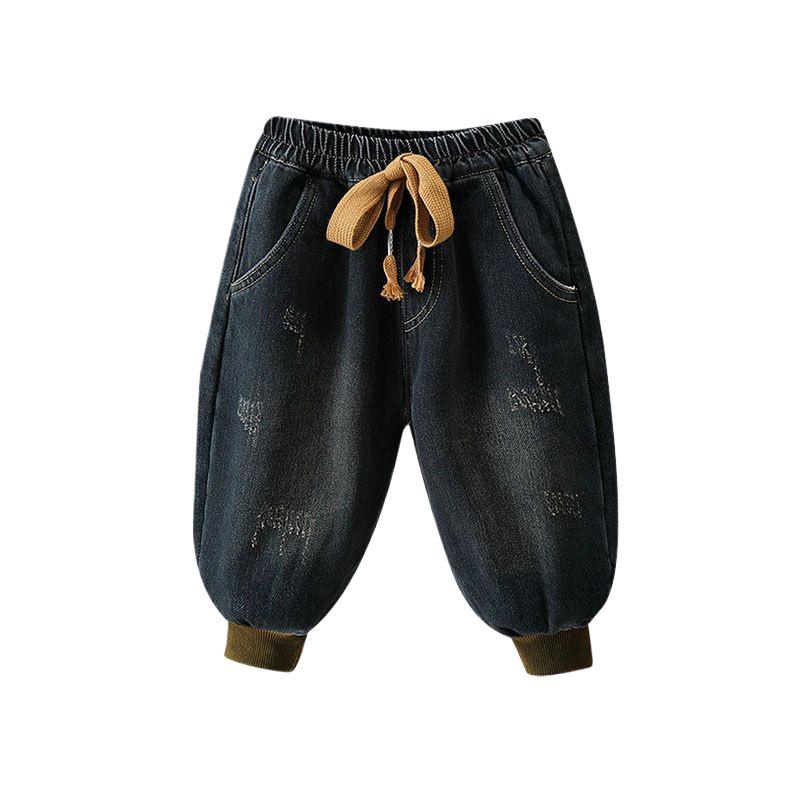 Boys' Fleece-Lined Jeans: Cozy Autumn/Winter Casual Pants for Kids
