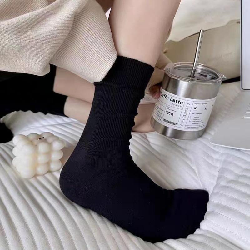 Brown Socks for Women in Autumn and Winter, Sea Salt Cream Rolls, Multi-color Mid-calf Pile Socks, Versatile Khaki Socks for Women