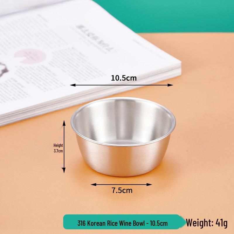 

Korean Style 316 Stainless Steel Rice Wine and Cooking Bowl with Handle for Seasoning and Bibimbap. 316L Mark