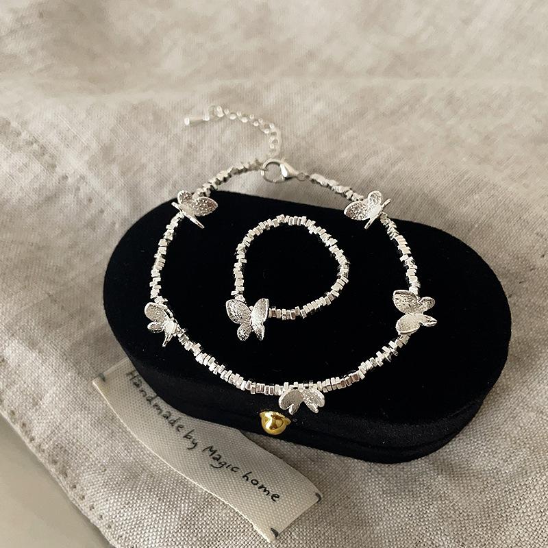 Mori Sweet Butterfly Broken Silver Bracelet Ring Female Simple Personality Unique Fashion Elegant Versatile Bracelet Jewelry