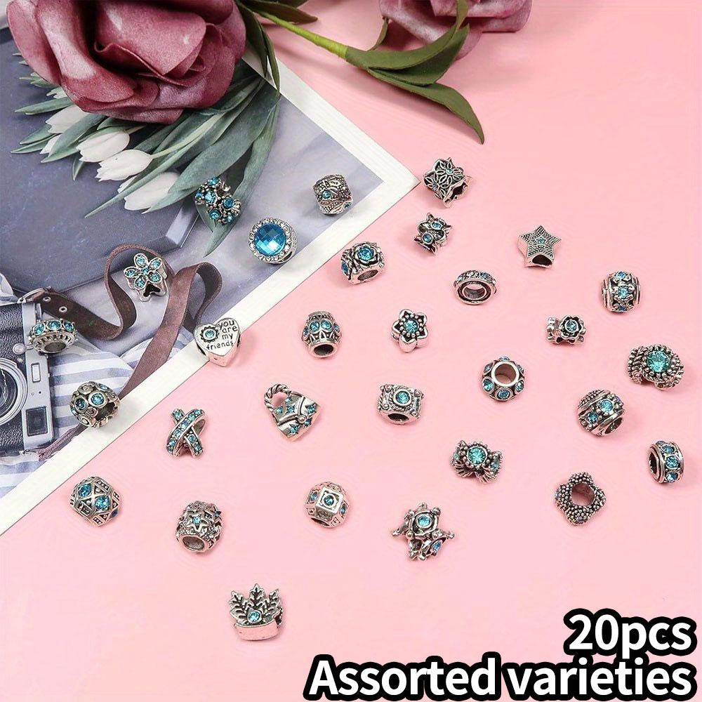 10/20/30 sztuk stop seria jasnoniebieska koralik z dużym otworem koralik ozdobny koralik przekładkowy DIY bransoletka naszyjnik kolczyki brelok do kluczy tworzenie biżuterii