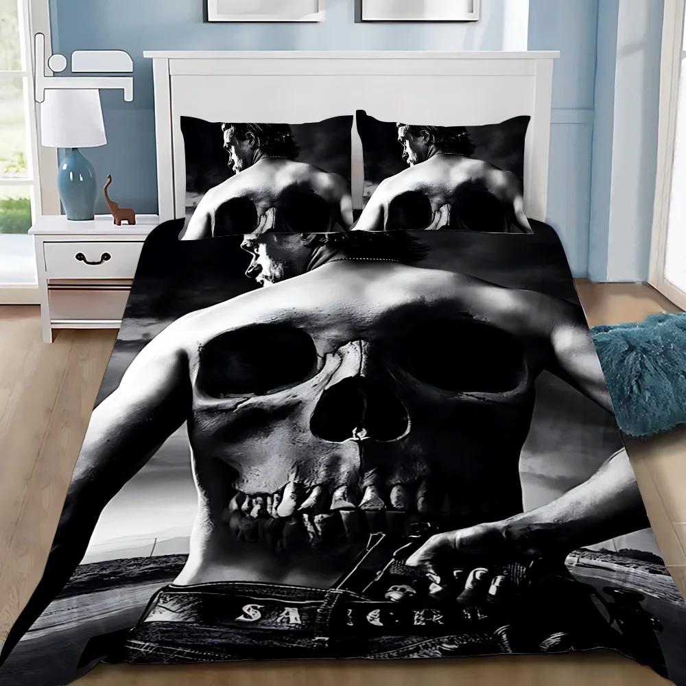 Sons of Anarchy Retro Duvet Cover Pillowcase Bedding Set Adult Boy Girl Bedroom Decoration Children Gift Single Double Size