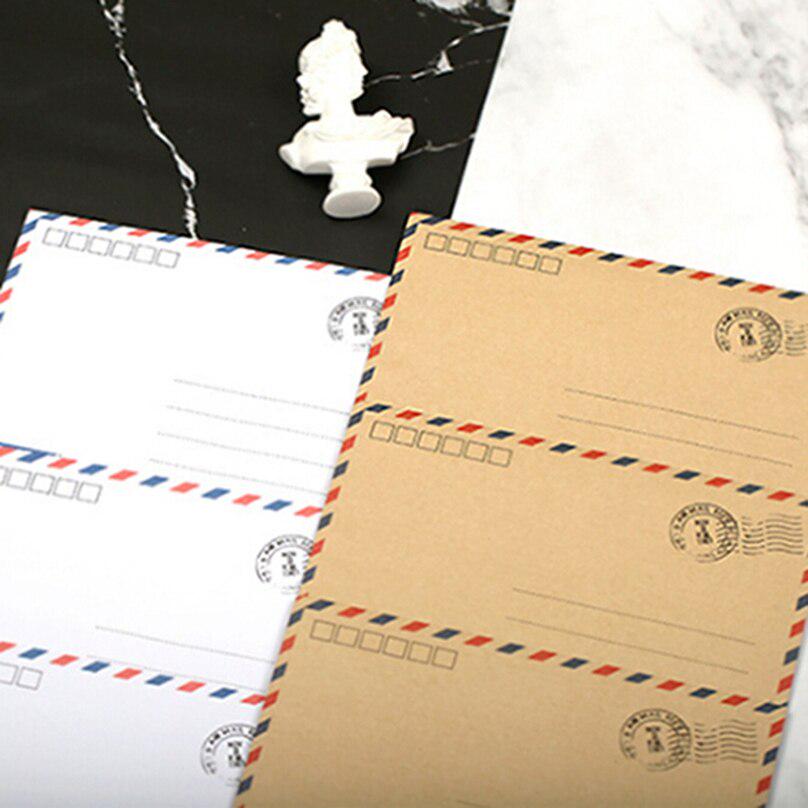 10 Sheet Antique kraft Air Mail Envelope Postcard Letter Stationary Storage OV 10 Sheet Antique kraft Air Mail Envelope Postcard Letter Stationary Storage OV