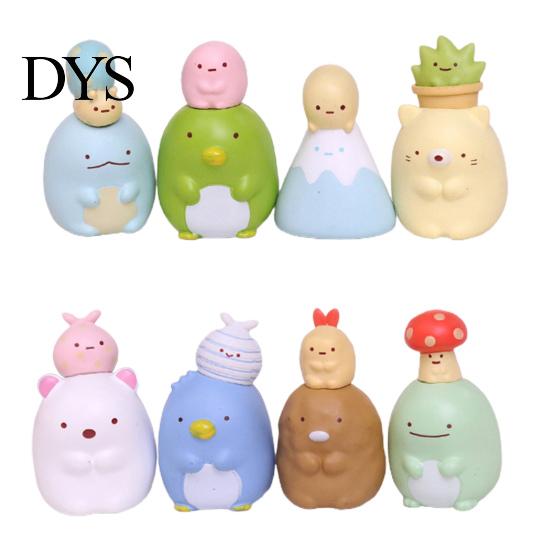 8Pcs Cute Anime Figure Sumikko Gurashi Model Toy Car Ornaments Home Decoration