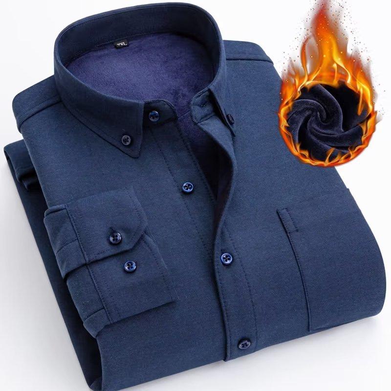 Nuova Giacca Camicia All-match Business Autunno Inverno Uomo Manica Lunga Monocolore Calda Camicia da Esterno Quotidiana