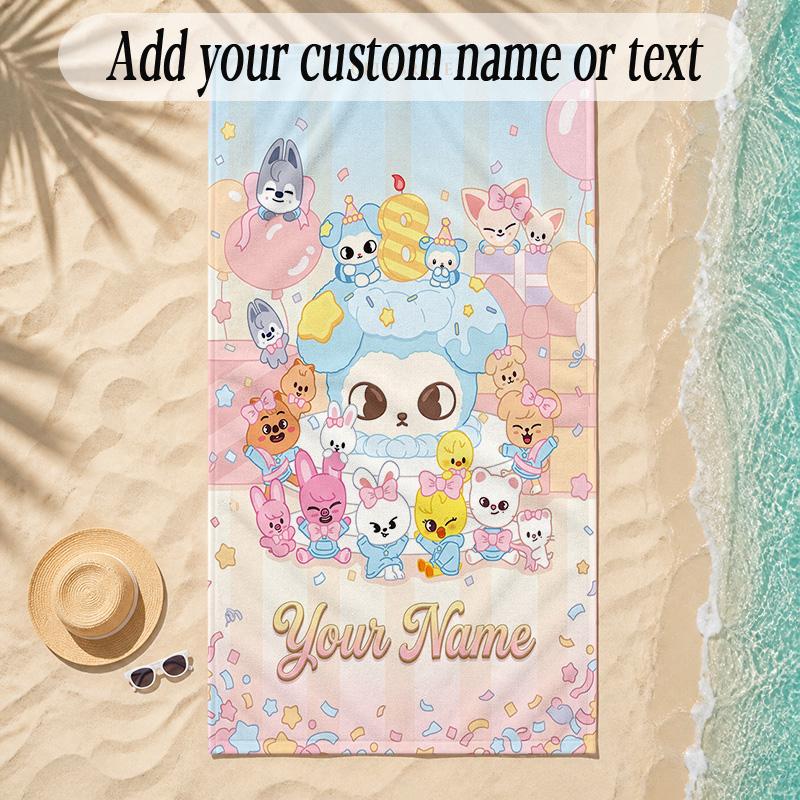 Beach TowelStray Kids Custom Name Text Personalized Soft Towel for Beach Pool Indoor Home Decor Gift