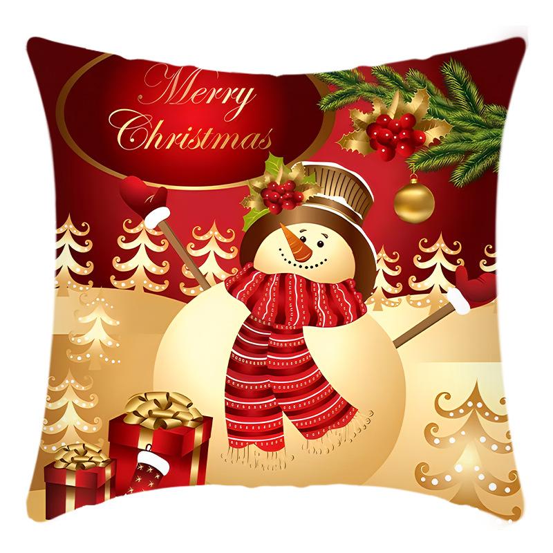 New Christmas Snowman Santa Print Pillow House Sofa Cushion Cover