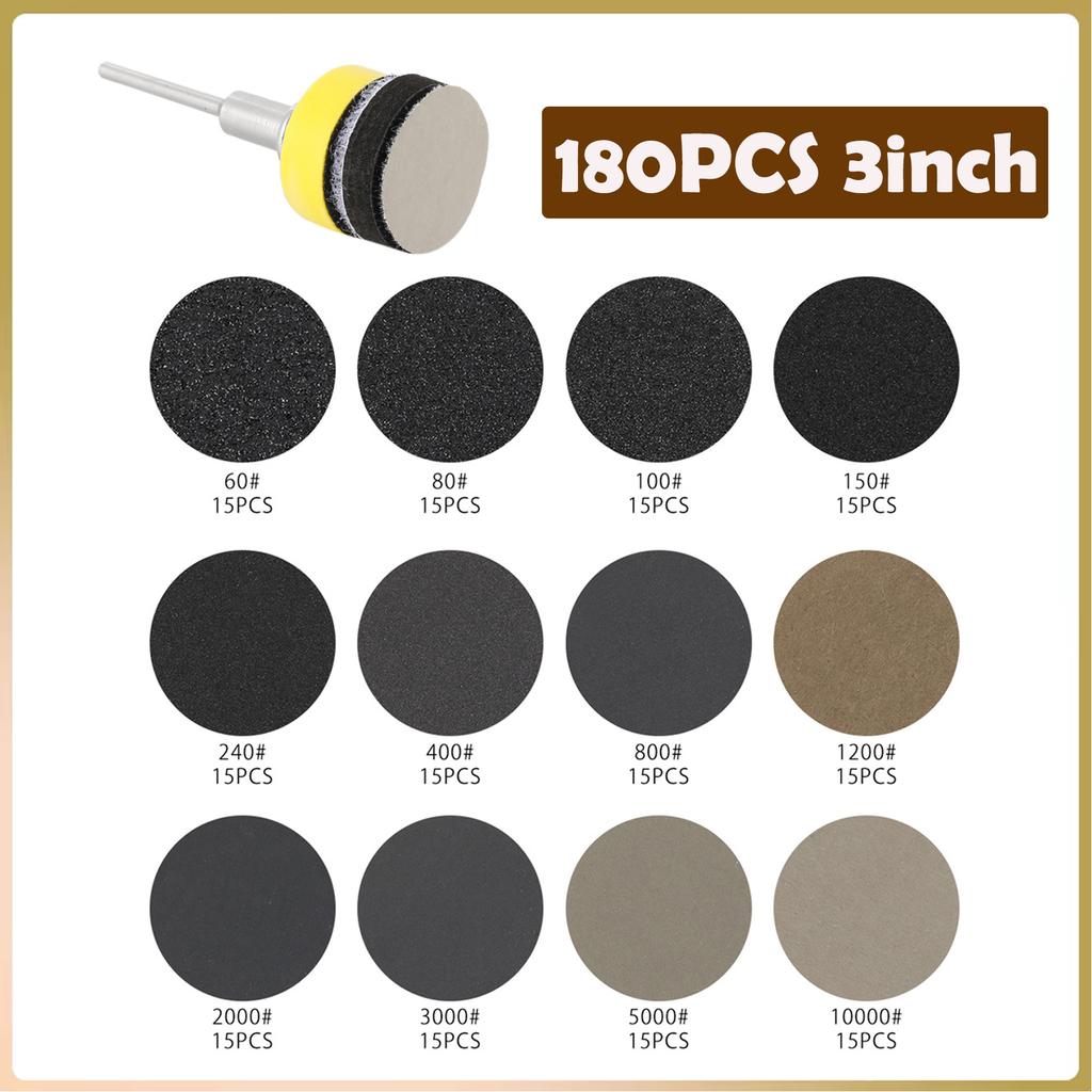 25/50/75mm Sanding Disc 1"2" 3inch 60-10000 Grit Polishing Sandpaper Assortment for Drill Grinder Rotary Tools Die Grinder Wood