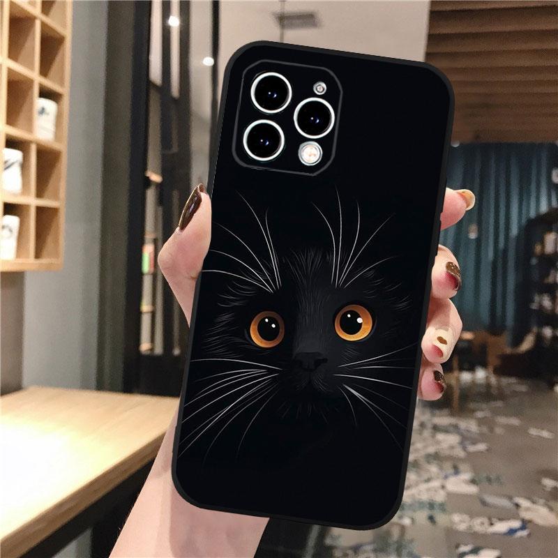

Phone Case Carcasa Funda For iPhone 17 Pro Max Air 16 15 14 13 Pro Max 15 16 Pro 15Plus Black Cats Case iphone 16Pro