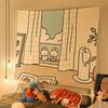 VIKAMA Cartoon Tapestry Childrens Room Ins Scandinavian Style Painting Good Night Story Baking Scene Wall Decoration