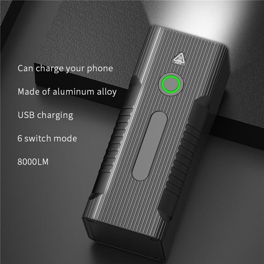 4*XHP50 Led Flashlight Tactial Super Bright Rechargeable Torch 10400mah Power Bank For Hiking Camping Tourism Outdoor Portable