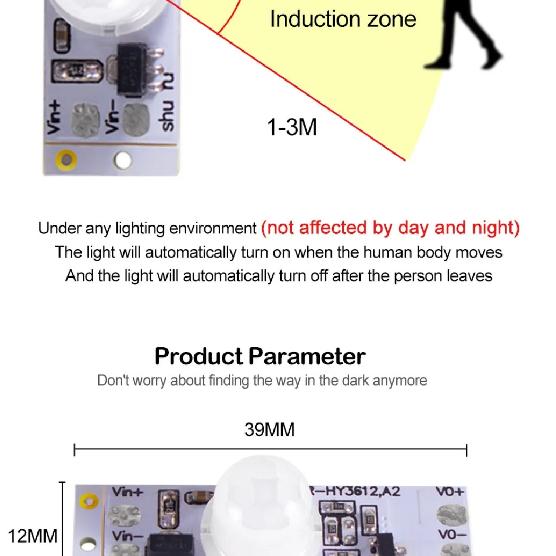 PIR Motion Sensor Switch DC 12V 24V PIR Motion Sensor Movement Detector Activated Timer Automatic Switch ON OFF for LED Strip