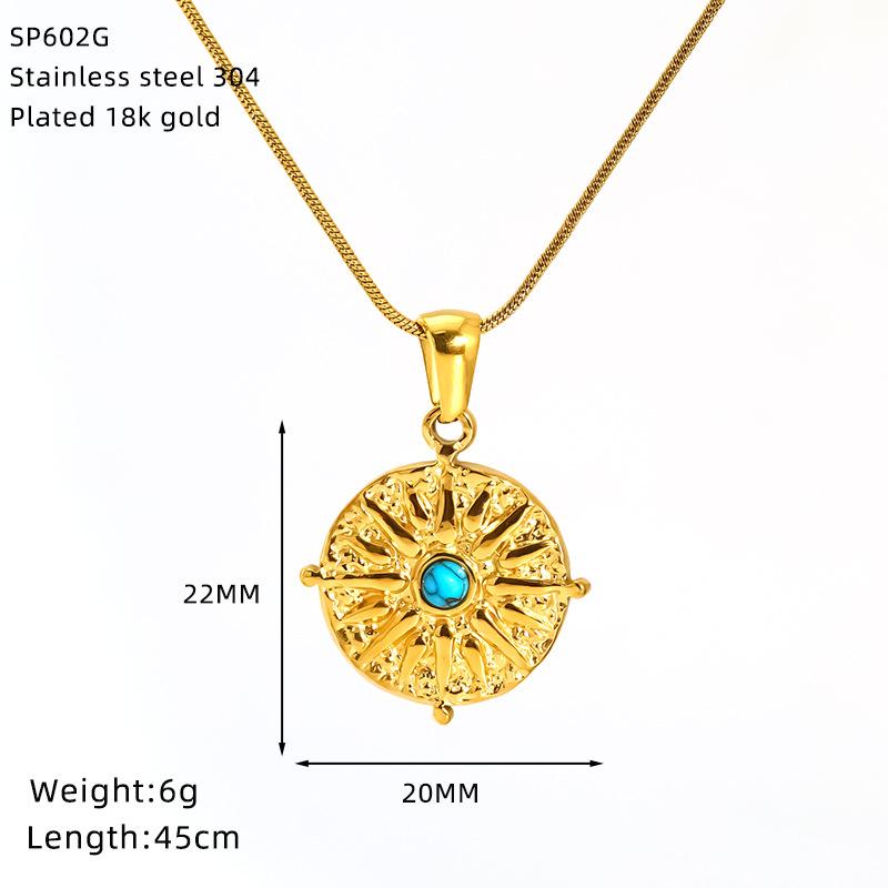 Acciaio al Titanio Turchese Occhio Maligno Collana Ciondolo Femminile Occhio del Demone Collana