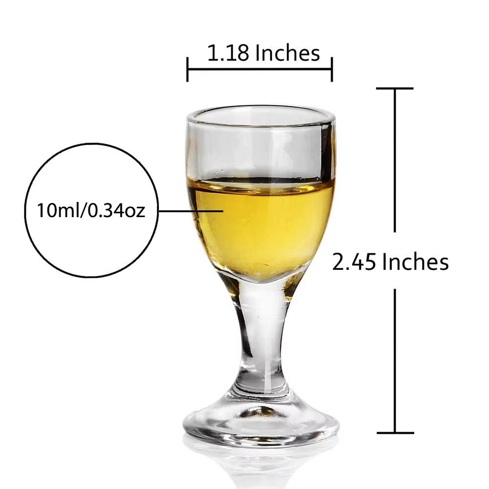 6Pcs/set Mini Shot Glasses 10ml Mini Wine Glass Cup Clear Tall Foot Glass Wine Cup for Bar Kitchen Home Wedding Party Decor