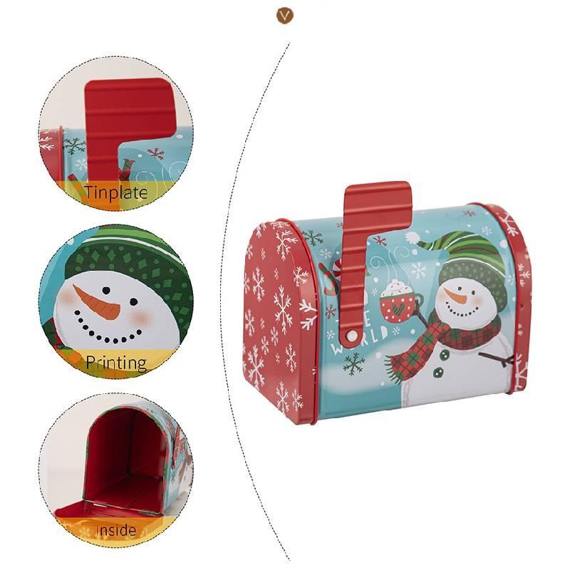 Charming Red Christmas Mailbox Decorative Metal Gift Box For Festive Candy Storage