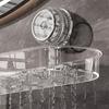 2Pcs Suction Cup Storage Holder Shower Shelf Strong Load-bearing Hollow Structure Design Bathroom Multi-Function Organizer