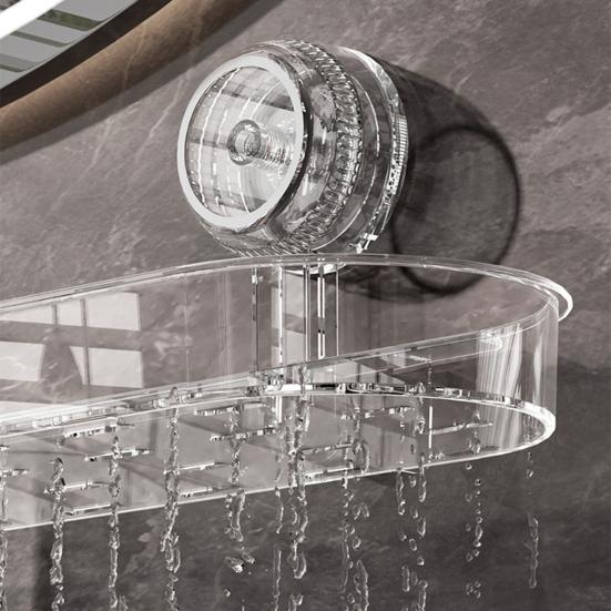 2Pcs Suction Cup Storage Holder Shower Shelf Strong Load-bearing Hollow Structure Design Bathroom Multi-Function Organizer