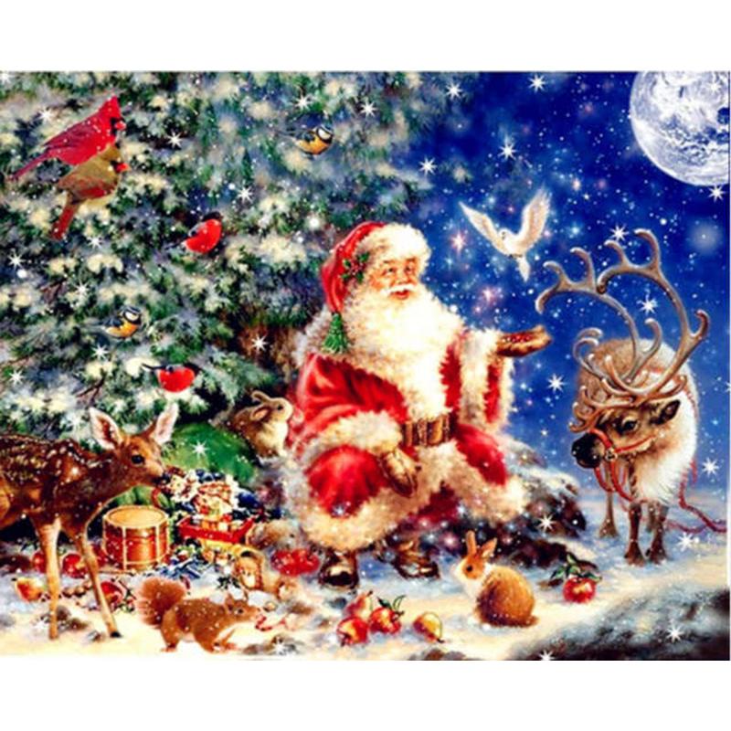 DIY 5D Diamond Painting Santa Claus Diamond Embroidery Winter Snow Tree Cross Stitch Full Round Drill Mosaic Christmas Gift
