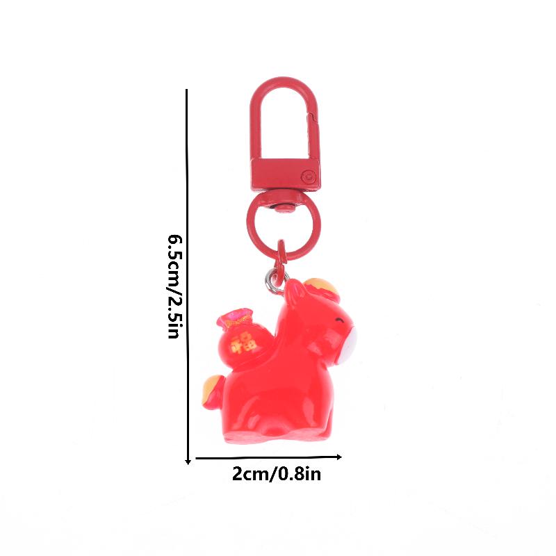 2026 Chinese  Year Mascot Horse Resin Keychain Decor Cartoon Cute Year Of The Horse Keyring Bag Pendant Gifts Accessory