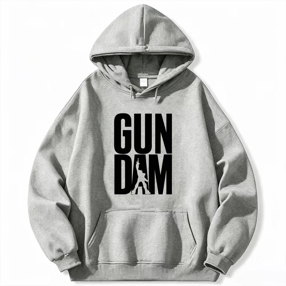Gundam Men's Hoodie Silhouette Letter Print Anime Sweatshirt High Quality Warm Sports Hoodie Autumn Winter Top