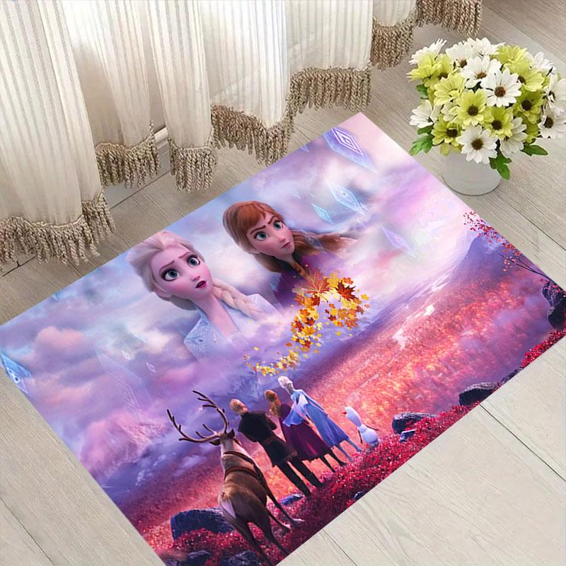 Elsa Queen cartoon pattern rug, Frozen theme, suitable for home, bedroom, bedside rug, and bathroom mat.