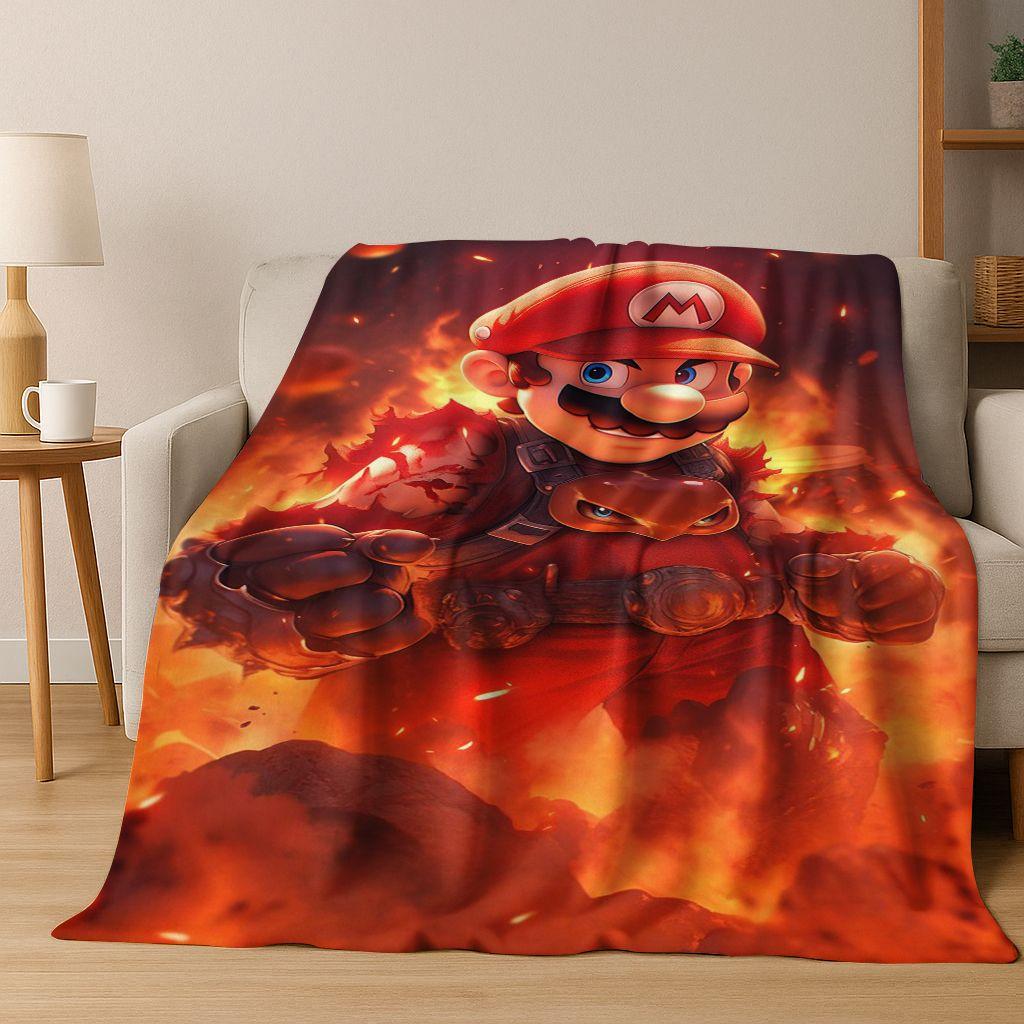 26 Style Mario Cartoon Gift Flannel Blanket,Warm and Cozy Soft Throw Blanket for Home Bedroom Bed Sofa Travel Picnic Cover Kids