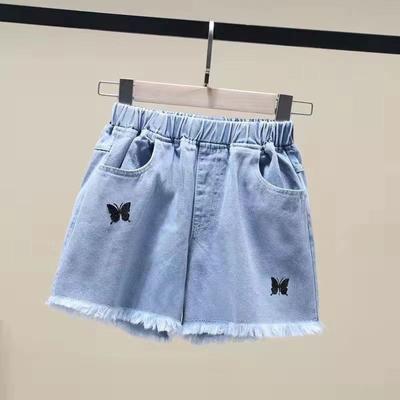 Lányok farmer rövidnadrágok divat lányok magas derekú vékony rövidnadrágok nyár