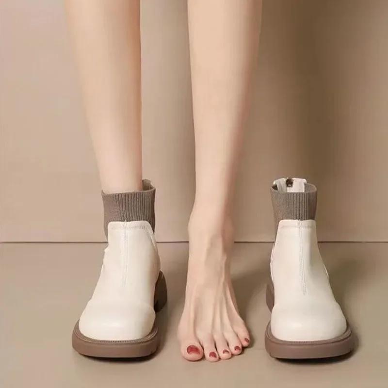 Pelz Plateau Neuheiten Stiefeletten Klobig Im Angebot Schick und Elegant Damen Kurze Schuhe Große Größe Warm Sale Heiß Pu Damen Knöchelstiefel