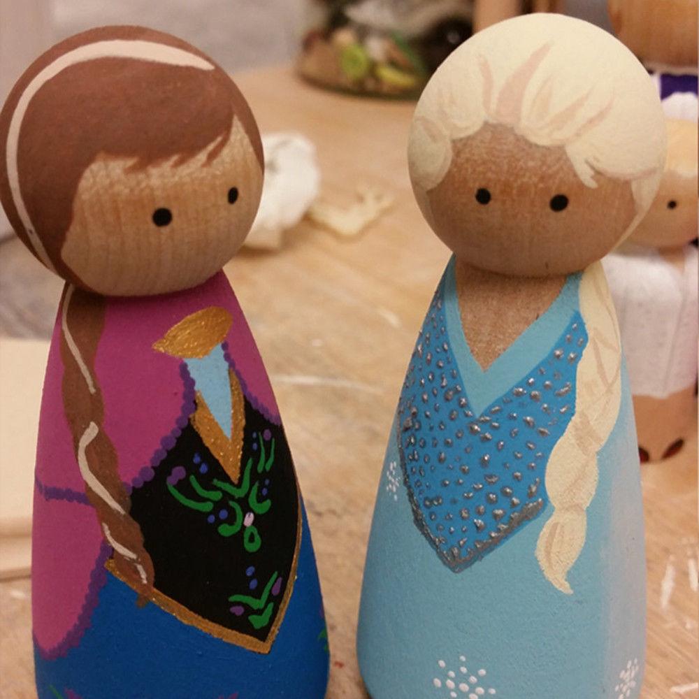 20 Pack Wooden Peg Doll Bodies Unfinished Plain Blank Decorative DIY- - Give Children The Holiday