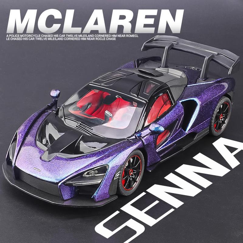 1/24 Scale Mclaren Senna Alloy Metal Diecast Car Model Sound & Light Collection Hobby Super Racing Serie Holiday Birthday Gift for Boy