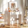 Storage Dressing Table, with LED Light Mirror - White