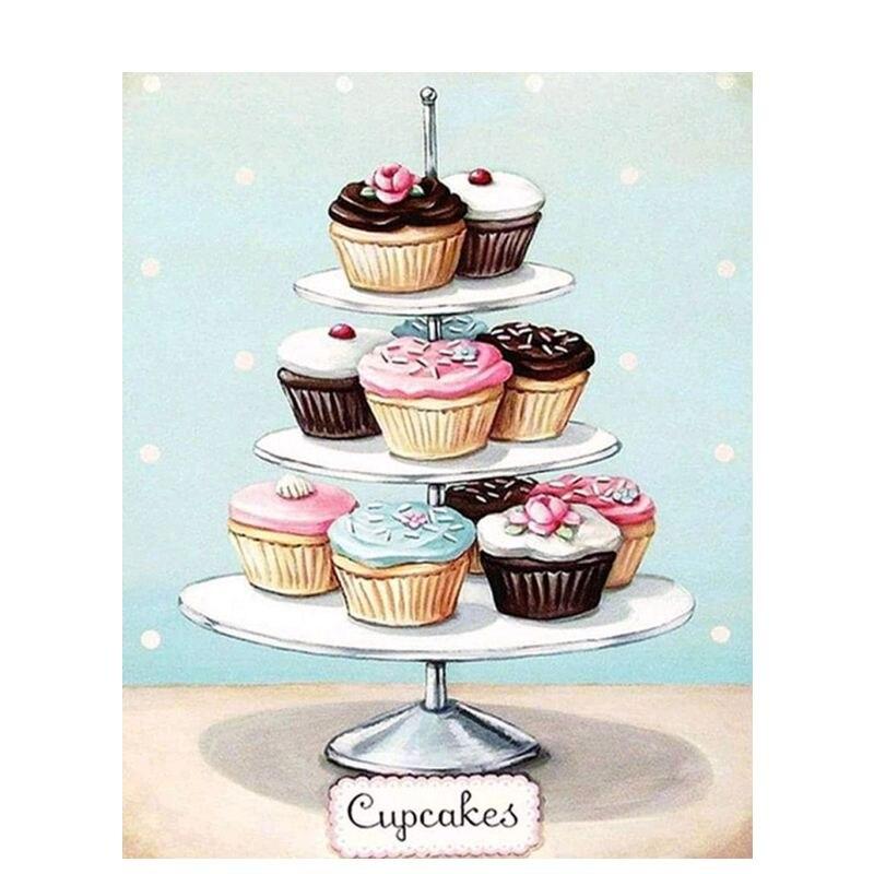 5D Diy Diamond Painting Coffee Dessert Full Round Diamond Art Embroidery Mosaic Still Life Home Decoration 40x50cm