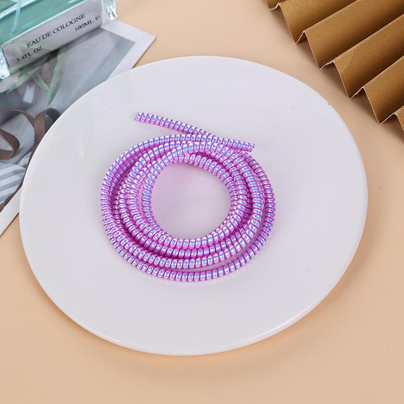 New 1.5M Plating Color TPU Spiral USB Charging Cable Protector for iPhone Samsung Huawei Earphone Cord Line Protection