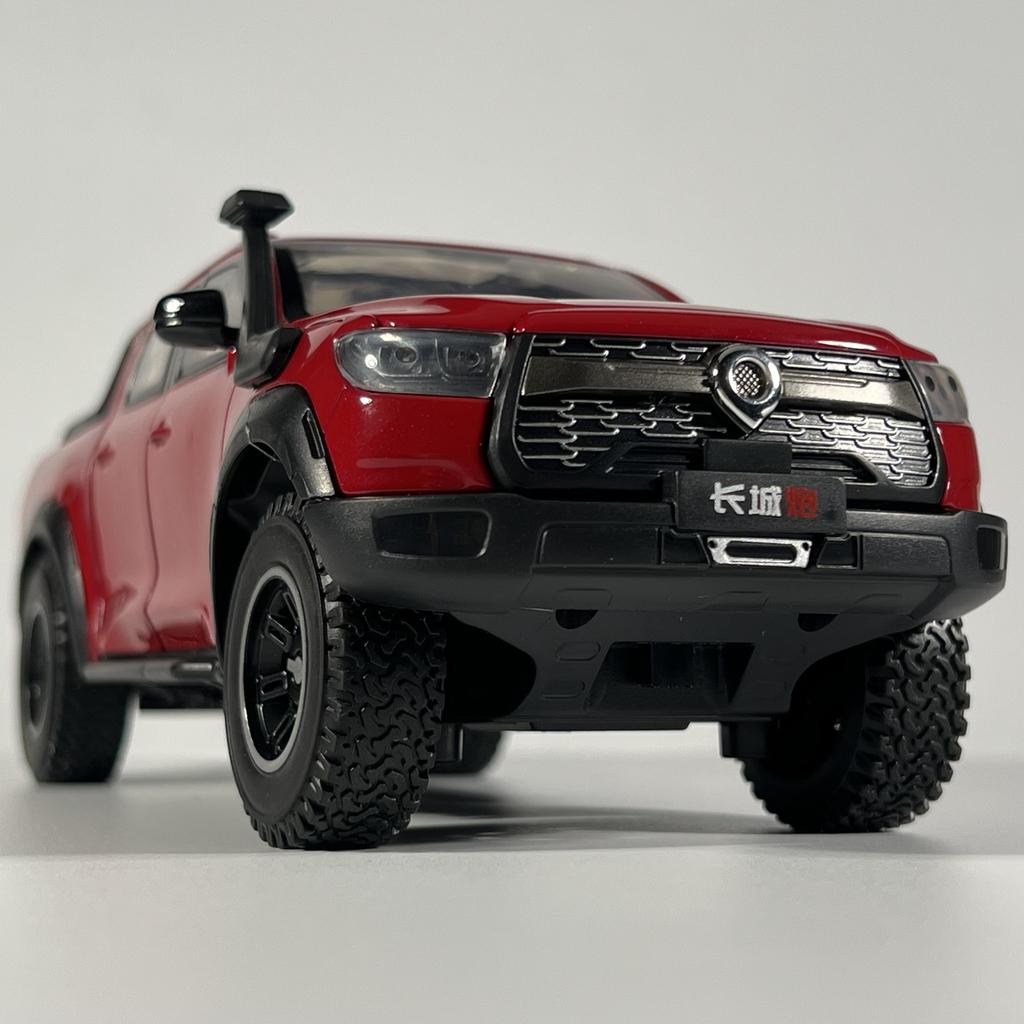 1:24 Great Wall Motor POER Pickup Alloy Car Model Diecast Metal Off-road Vehicles Car Model Simulation Sound Light Kids Toy Gift