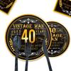 Vintage 40Th Birthday Party Decoration Disposable Paper Plate Paper Cup Paper Towel Tablecloth Flag Party Tableware