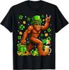 St Patricks Day Bigfoot Sasquatch Shamrock Men Women Unisex T-Shirt