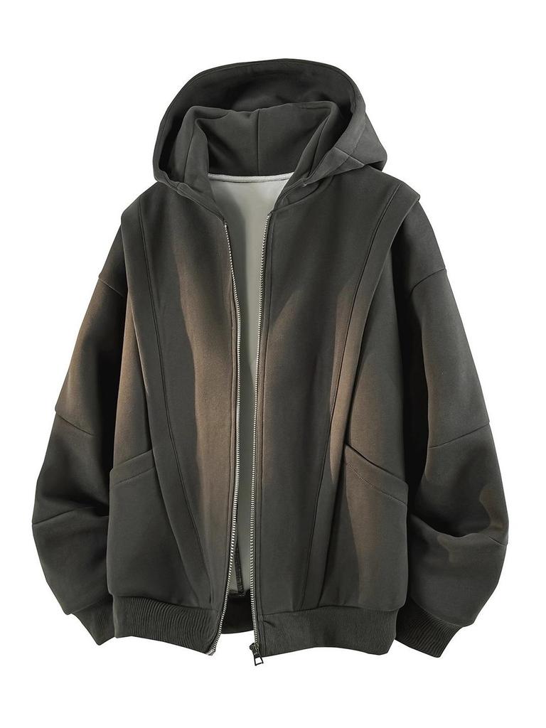 Unisex American-Style Heavy Fleece Hooded Jacket for Autumn/Winter