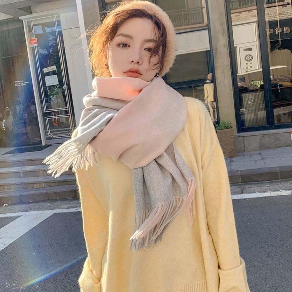 Wool Classic Plaid Scarf Soft Long Neckscarf with Tassel Large Knitted Wool Scarf  Outdoor