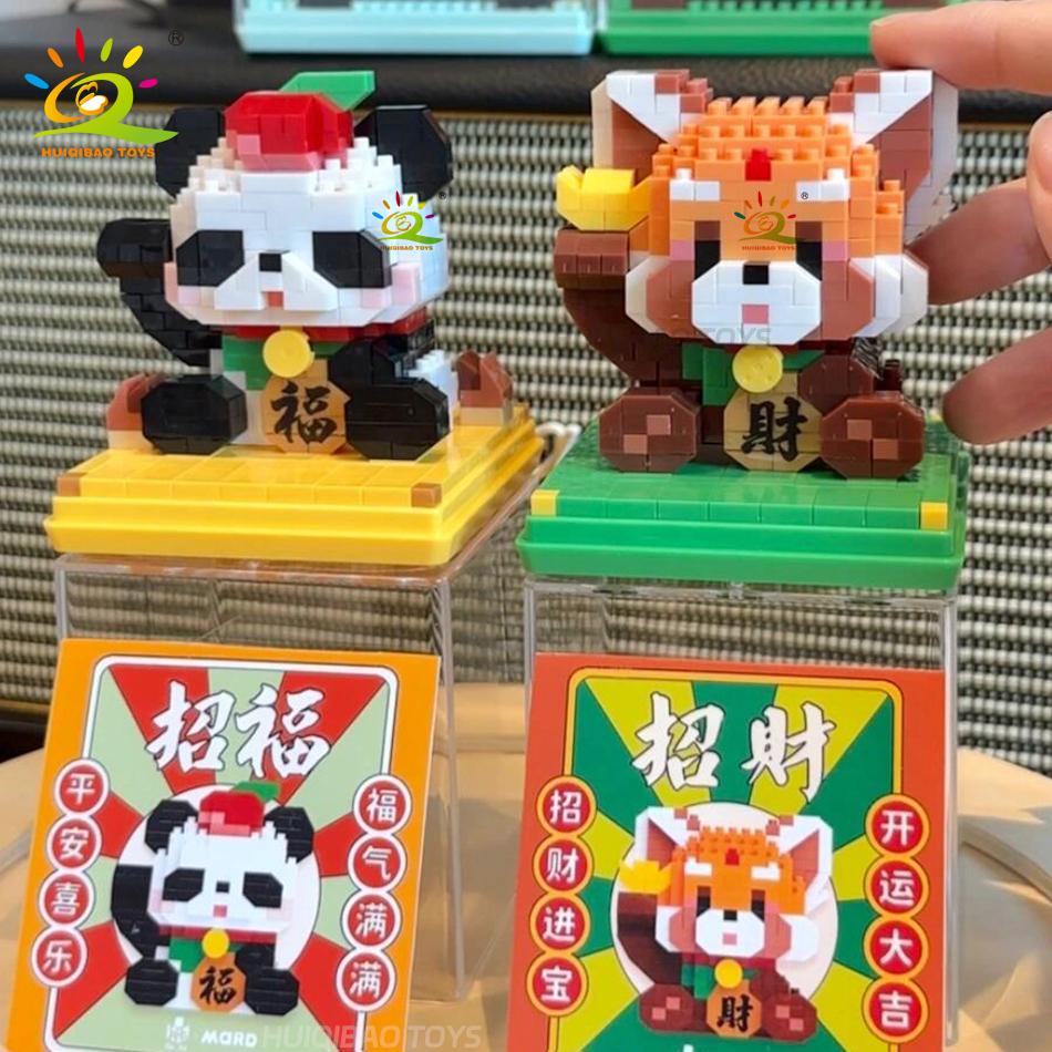 Cute Animal Mini Lucky Cat for Wealth Fortune Micro Model Building Block Cartoon Diamond Pets Bricks Decoration Toys