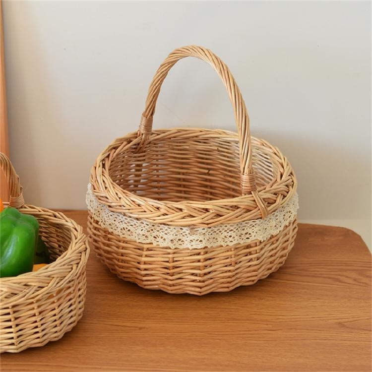 Fruit Bread Basket Breathable Rattan Basket Vegetable Storage Serving Basket for Wedding Home Party Photography