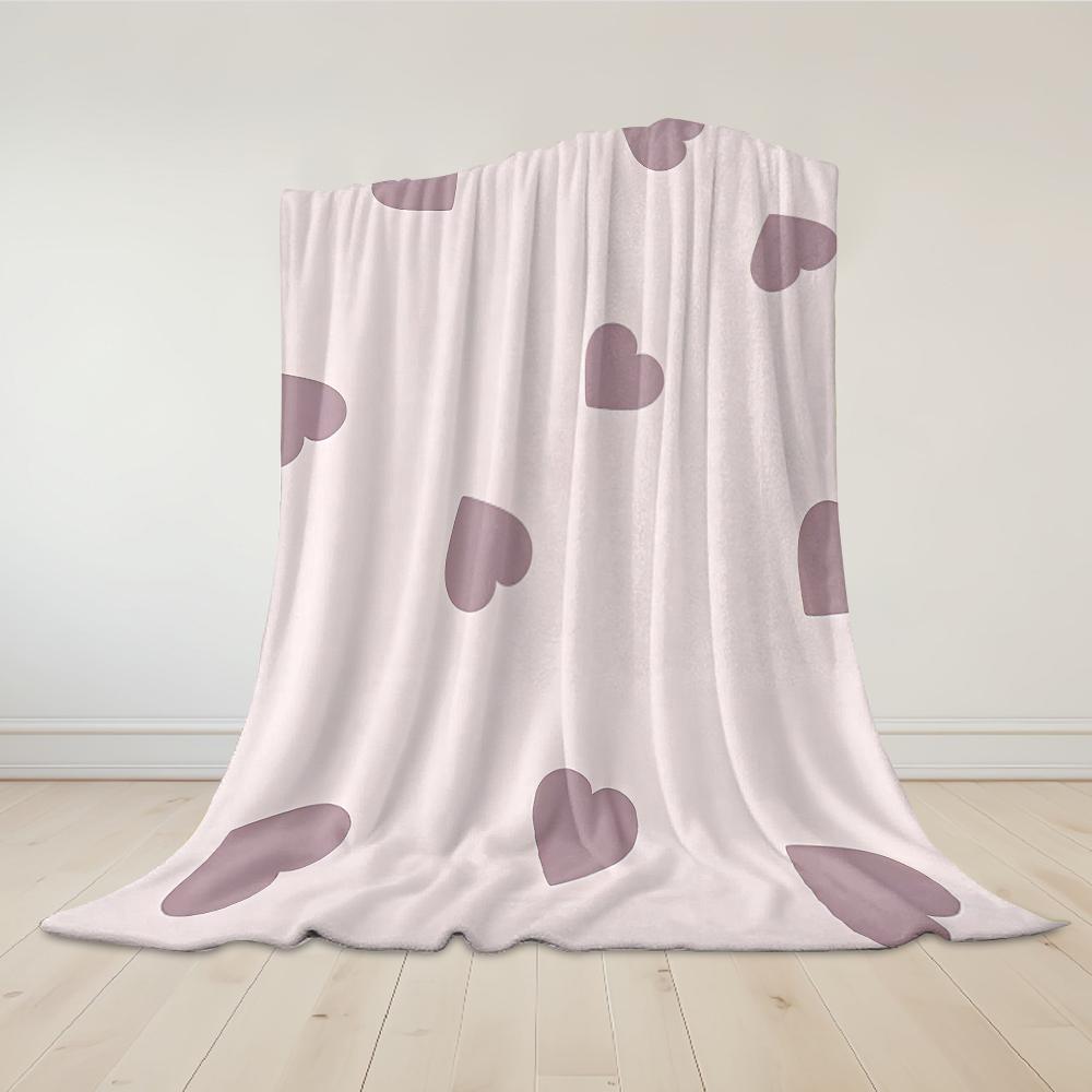 Mauve Heart Drift Flannel Blanket Warm Soft Halloween Christmas Couch Warm Cozy Decorative Decor Gift for All Season